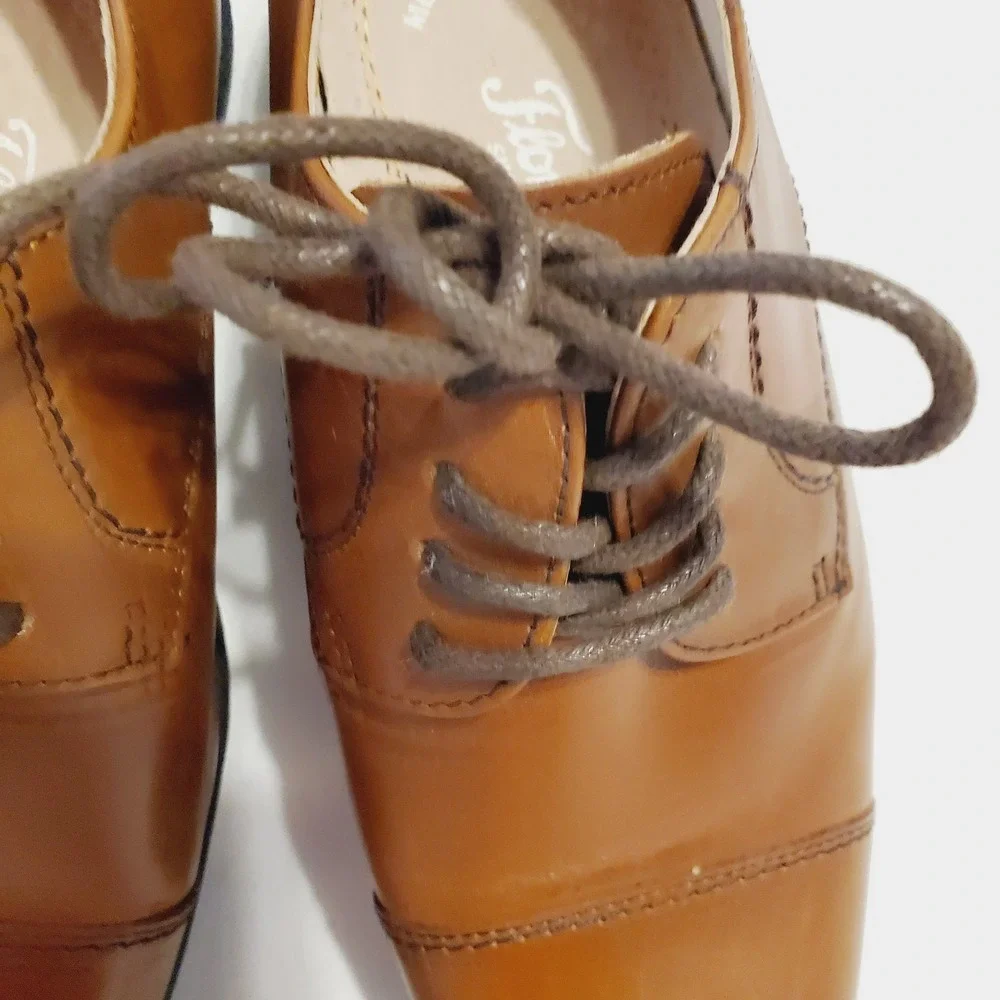Florsheim Kids Cap Toe Oxfords Boys Cognac Leather Size 12m